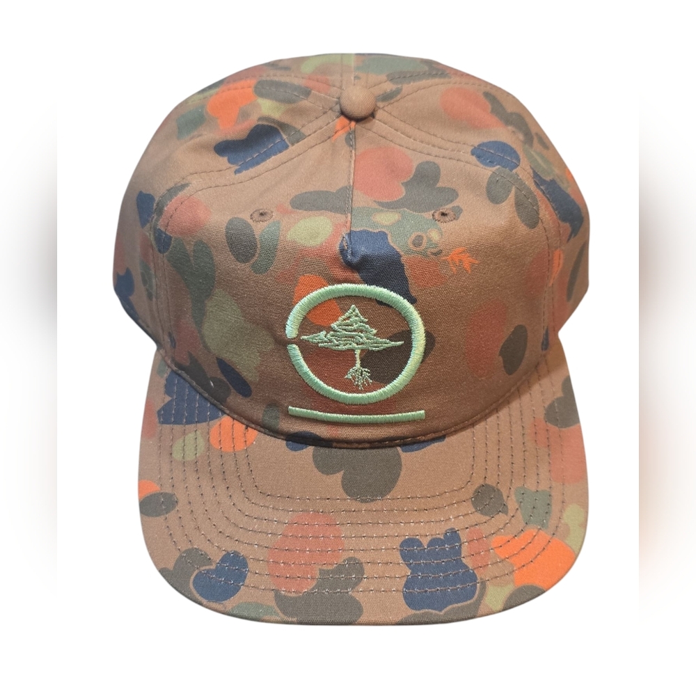 LRG Brown and Green Camouflage Hat with Flat Brim